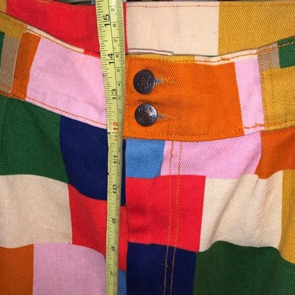 Lucy & Yak Multi Color Patchwork Bold Block Print 100% Organic Cotton Jeans 42 - Picture 3 of 5